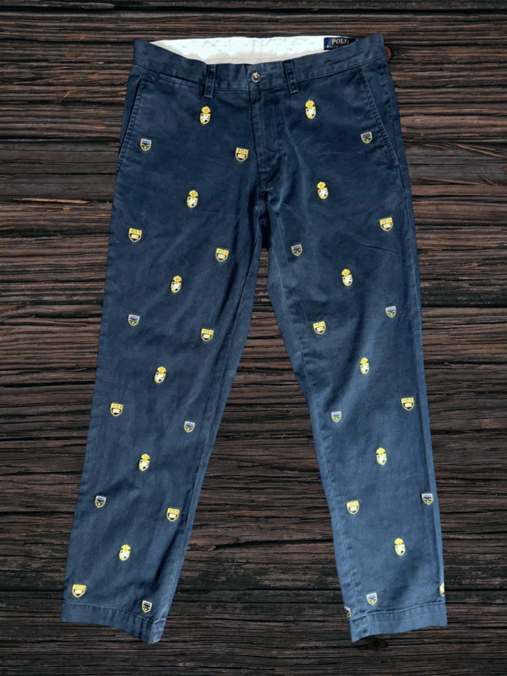 Polo Ralph Lauren Navy Blue Crest Embroidered Slim Fit Chino Pants